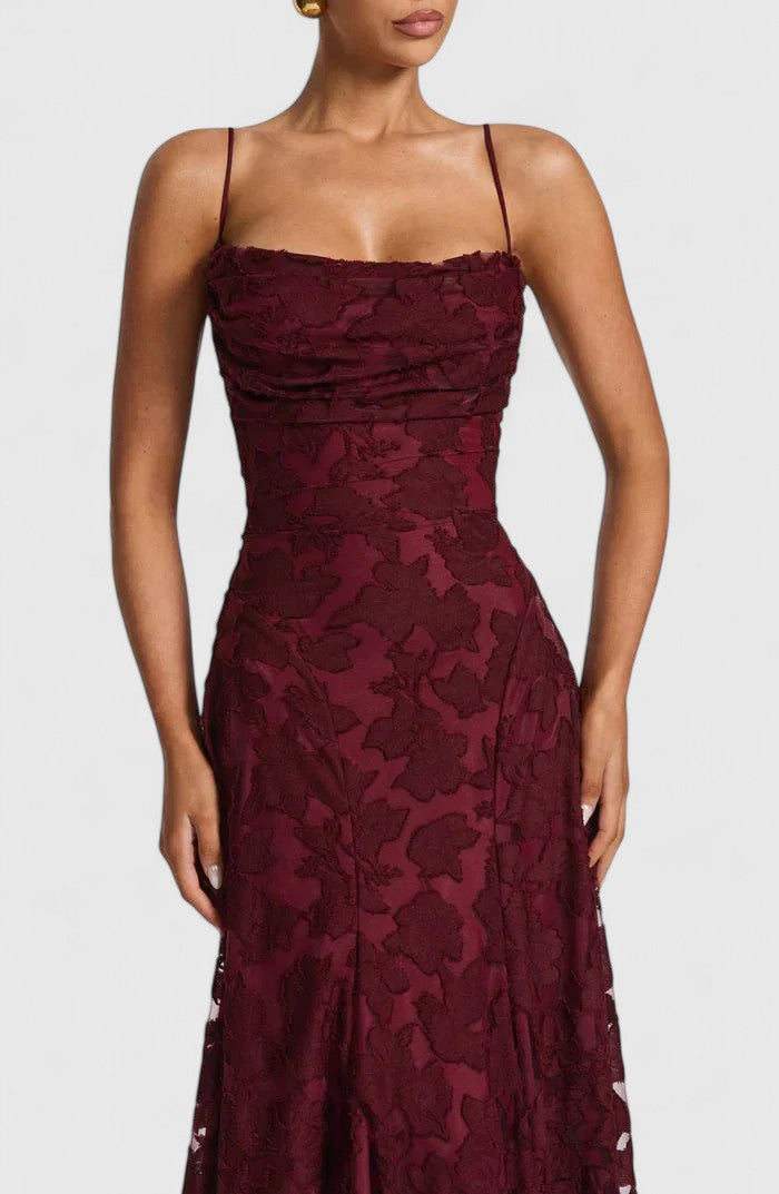 Spaghetti Strap Backless Textured Maxi Dress