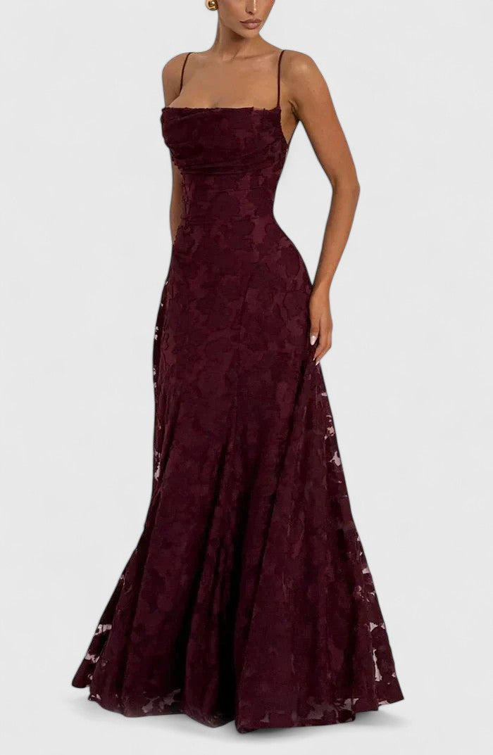 Spaghetti Strap Backless Textured Maxi Dress