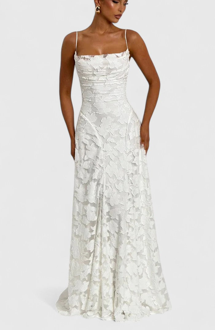 Spaghetti Strap Backless Textured Maxi Dress