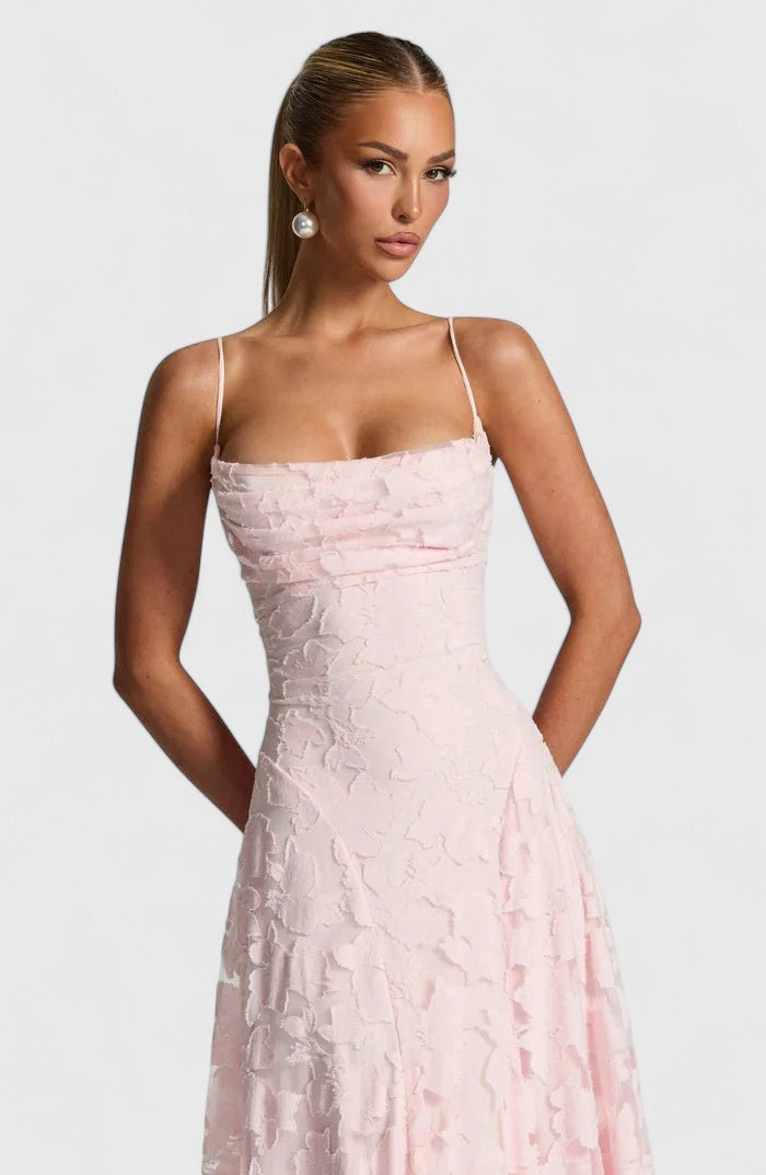 Spaghetti Strap Backless Textured Maxi Dress