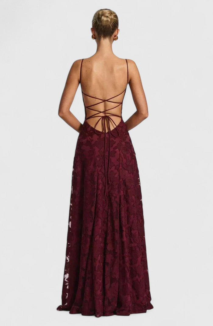 Spaghetti Strap Backless Textured Maxi Dress