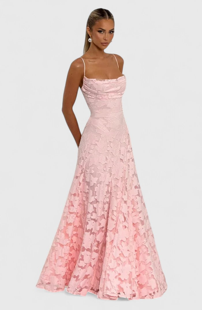 Spaghetti Strap Backless Textured Maxi Dress