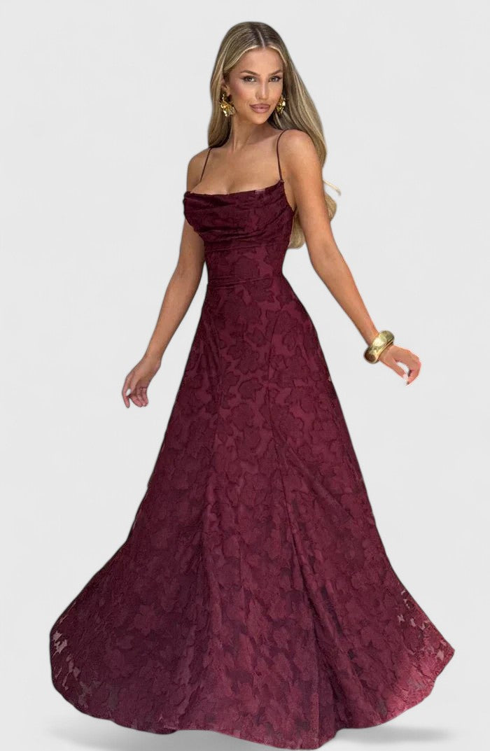 Spaghetti Strap Backless Textured Maxi Dress