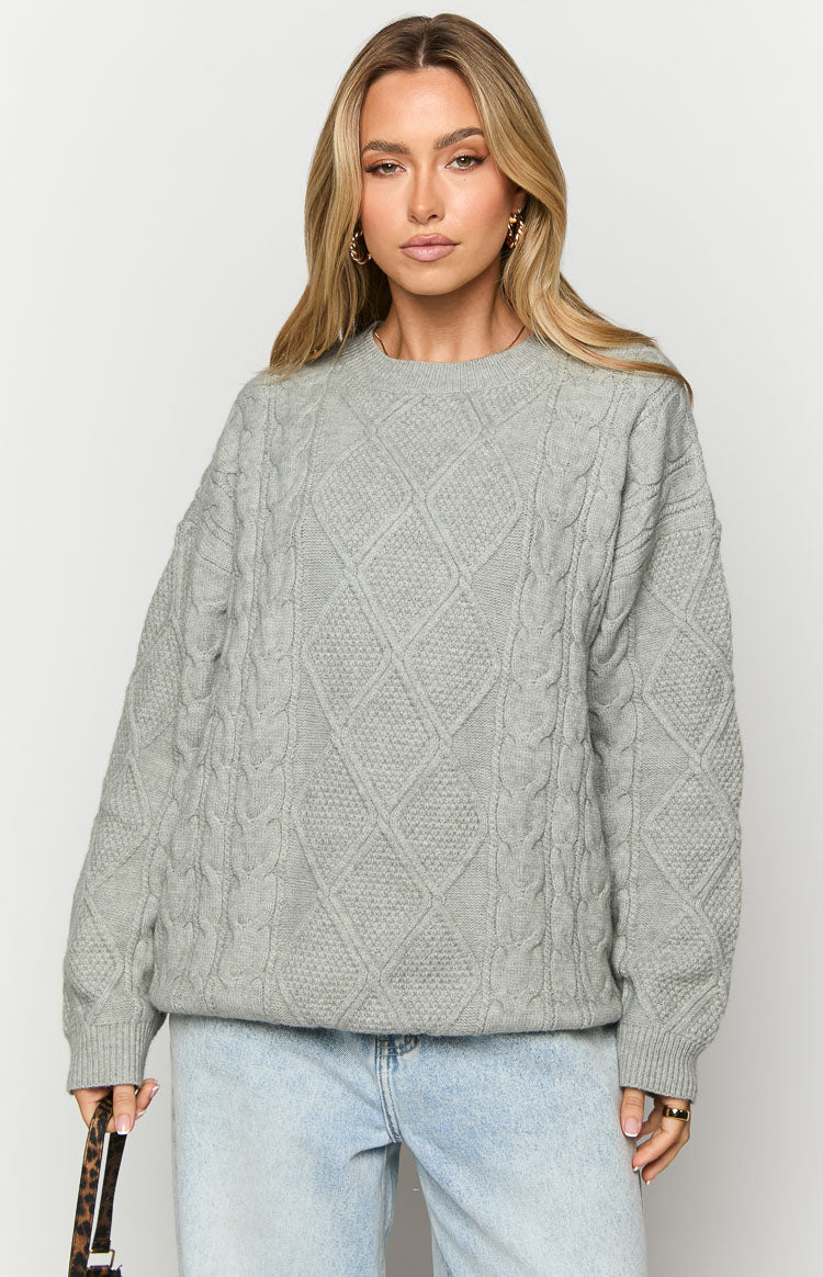 Light Grey Cable Knit Sweater