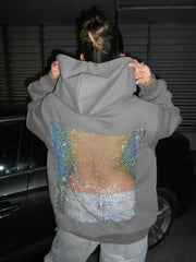 Degy Backless Sheer Mesh Hoodie