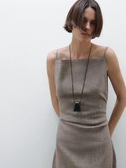Heather Khaki Linen-Blend Maxi Dress