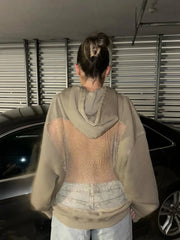 Degy Backless Sheer Mesh Hoodie