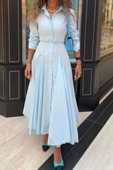 Light Blue Button Down Maxi Dress