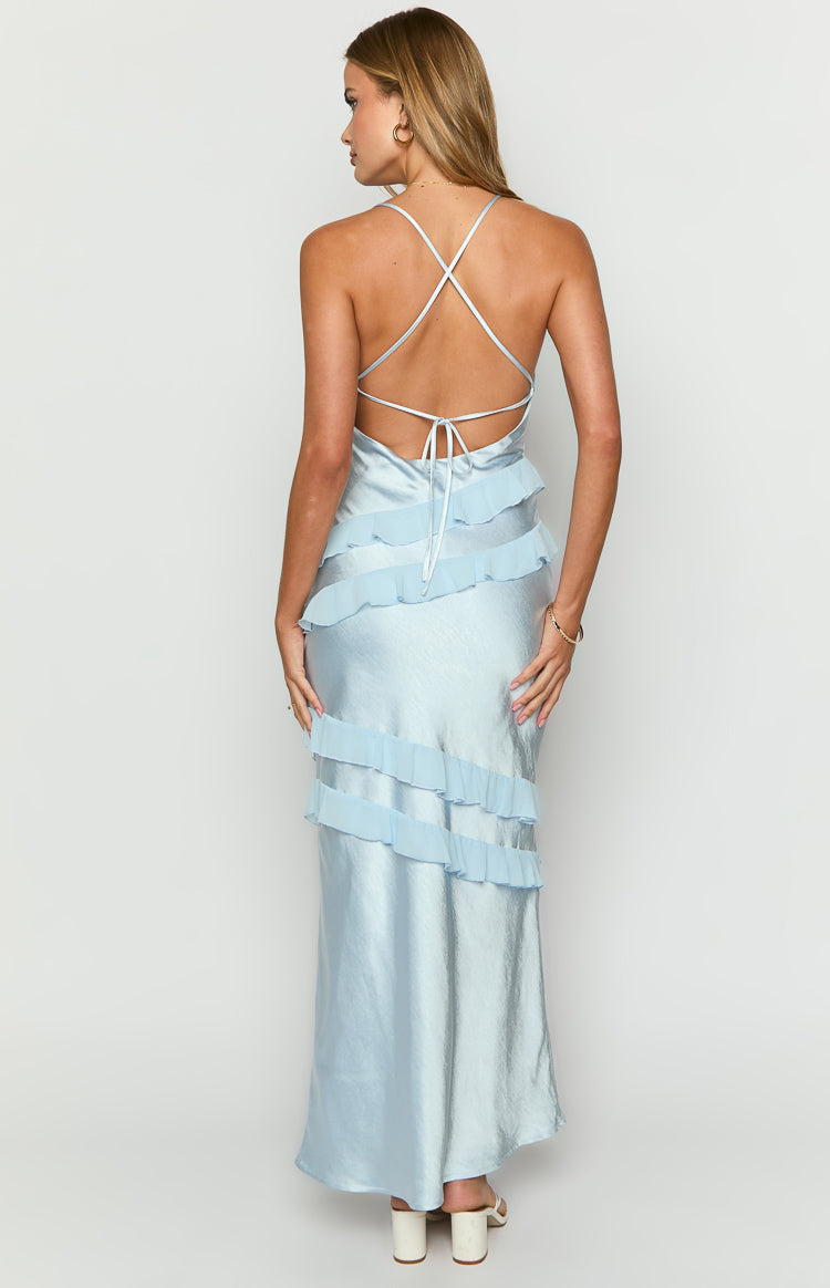 Light Blue Ruffle Maxi Dress