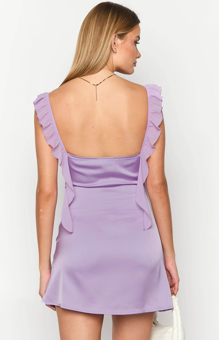 Lilac Satin Mini Dress