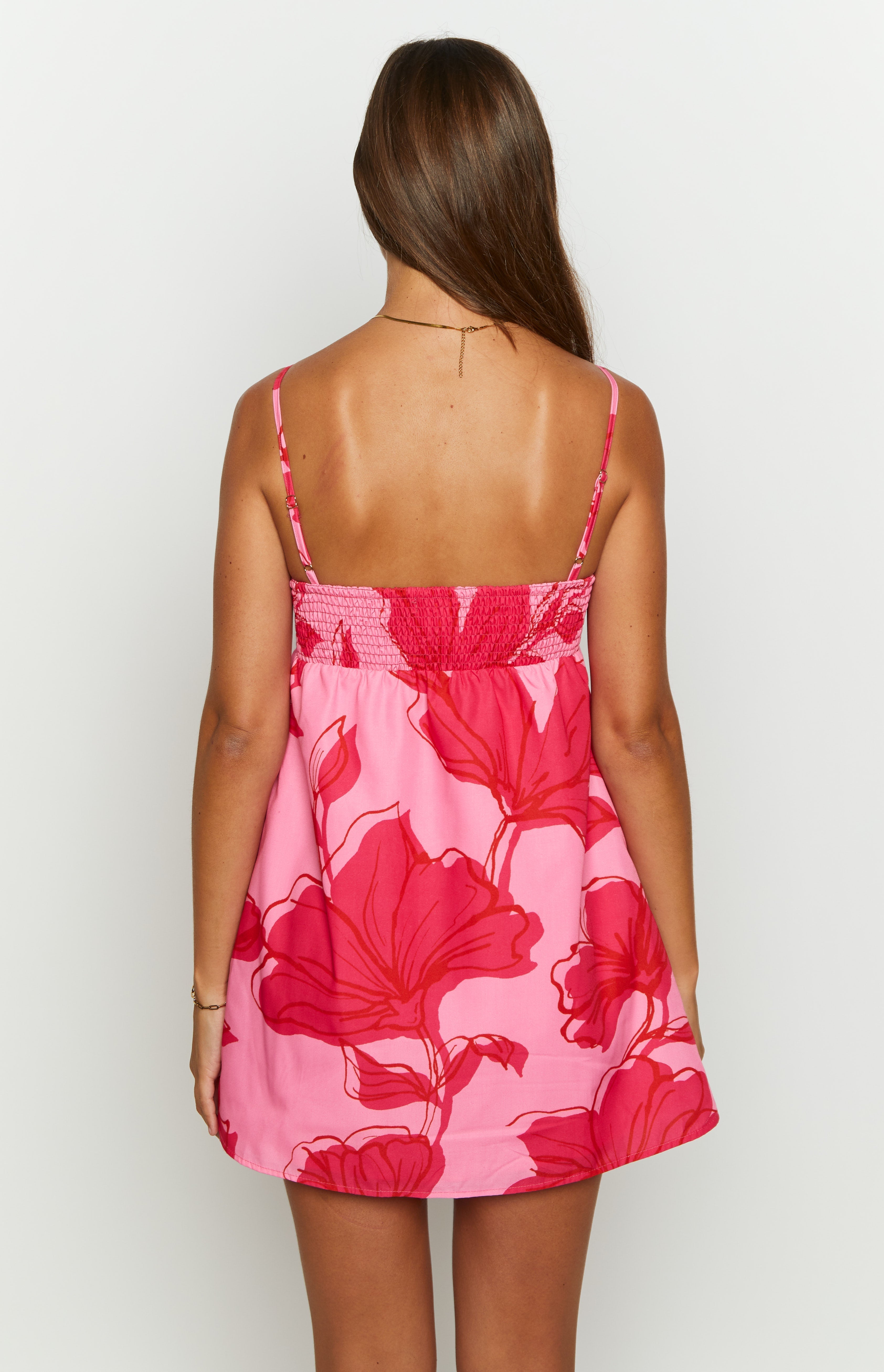 Hot Pink Floral Mini Dress