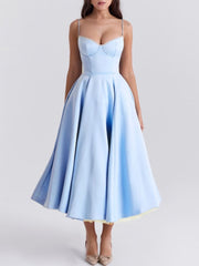 Baby Blue Tulle Slip Midi Dress