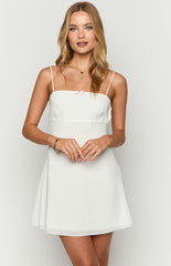White Back Bow-Tie Mini Dress