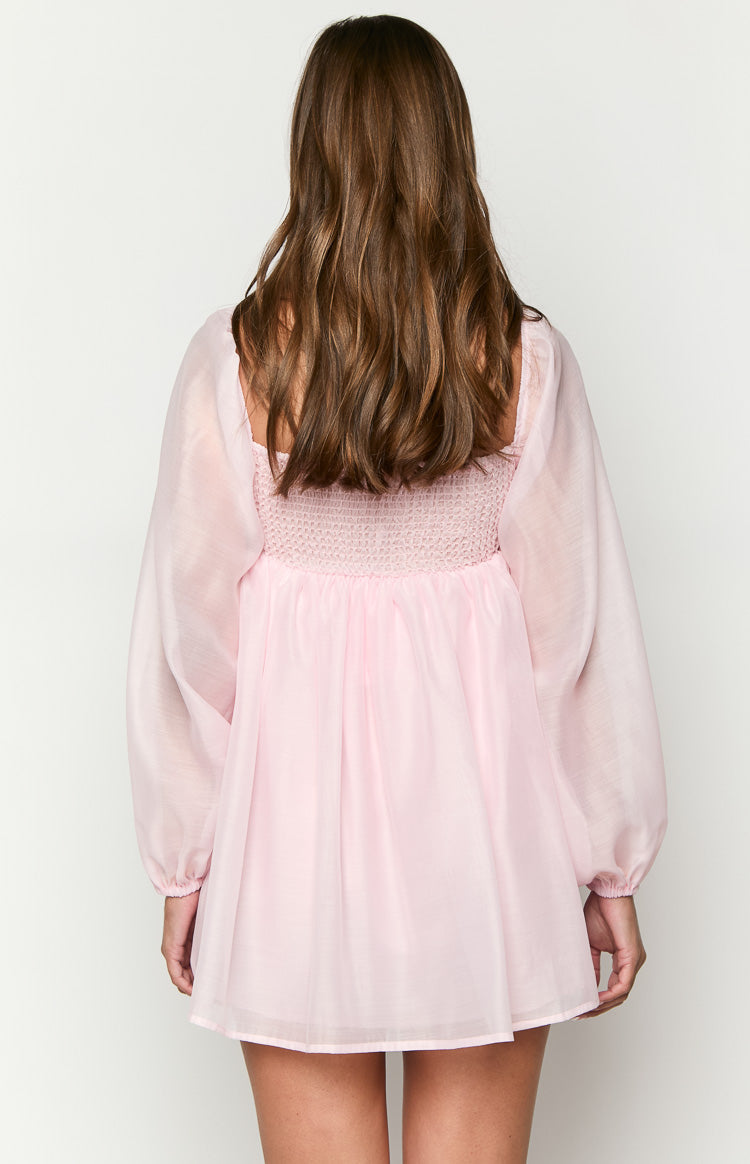 Light Pink Long Sleeve Mini Dress