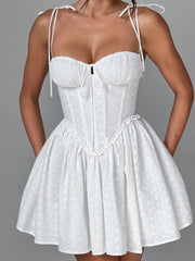 Princess Shoulder-Tie Mini Dress