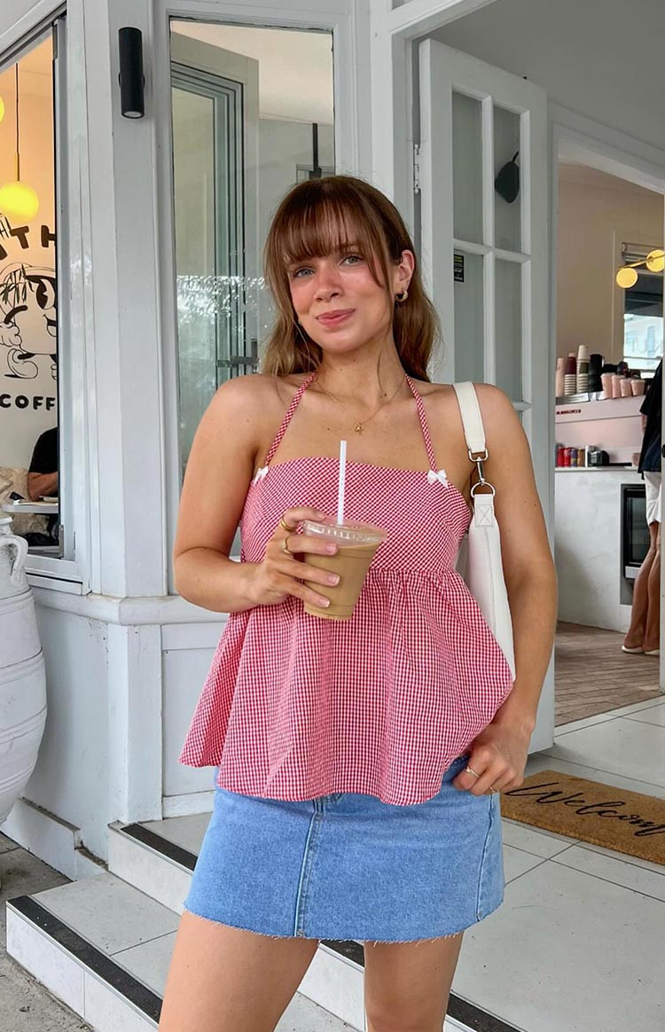 Red Gingham Halter Top