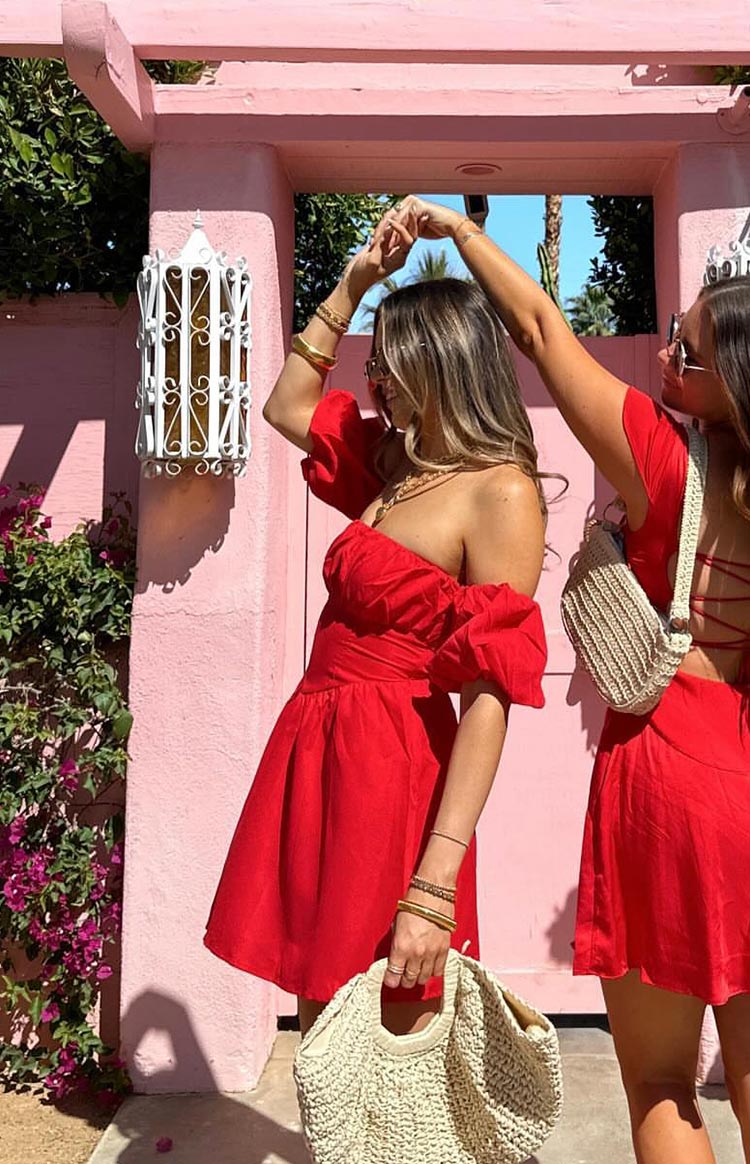 Red Off The Shoulder Mini Dress