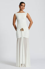 White Bodysuit and Maxi Skirt Two Piece Suit