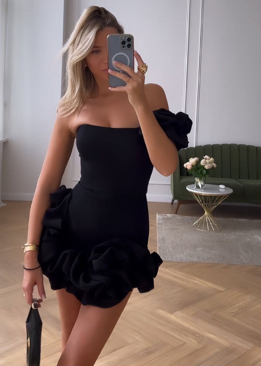 Strapless Bodycon Homecoming Mini Dress With Ruffles