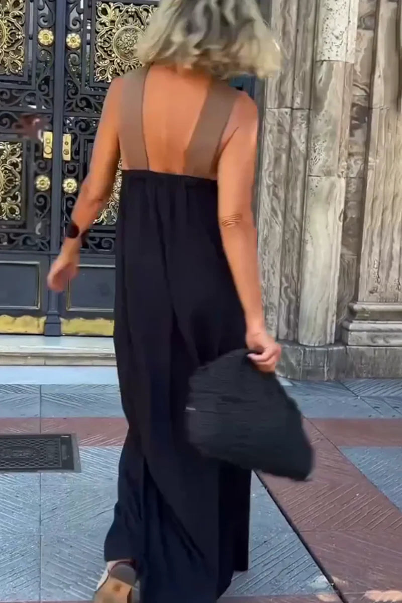 Black Crossover Cold Shoulder Midi Dress